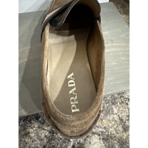 Prada Suede & Alligator/Crocodile Trim Loafers Shoes Size 10 - Picture 6 of 16